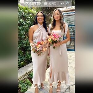 SHOW Me Your Mumu Claire Midi Dress Women's MEDIUM Show Me the Ring Crisp Satin